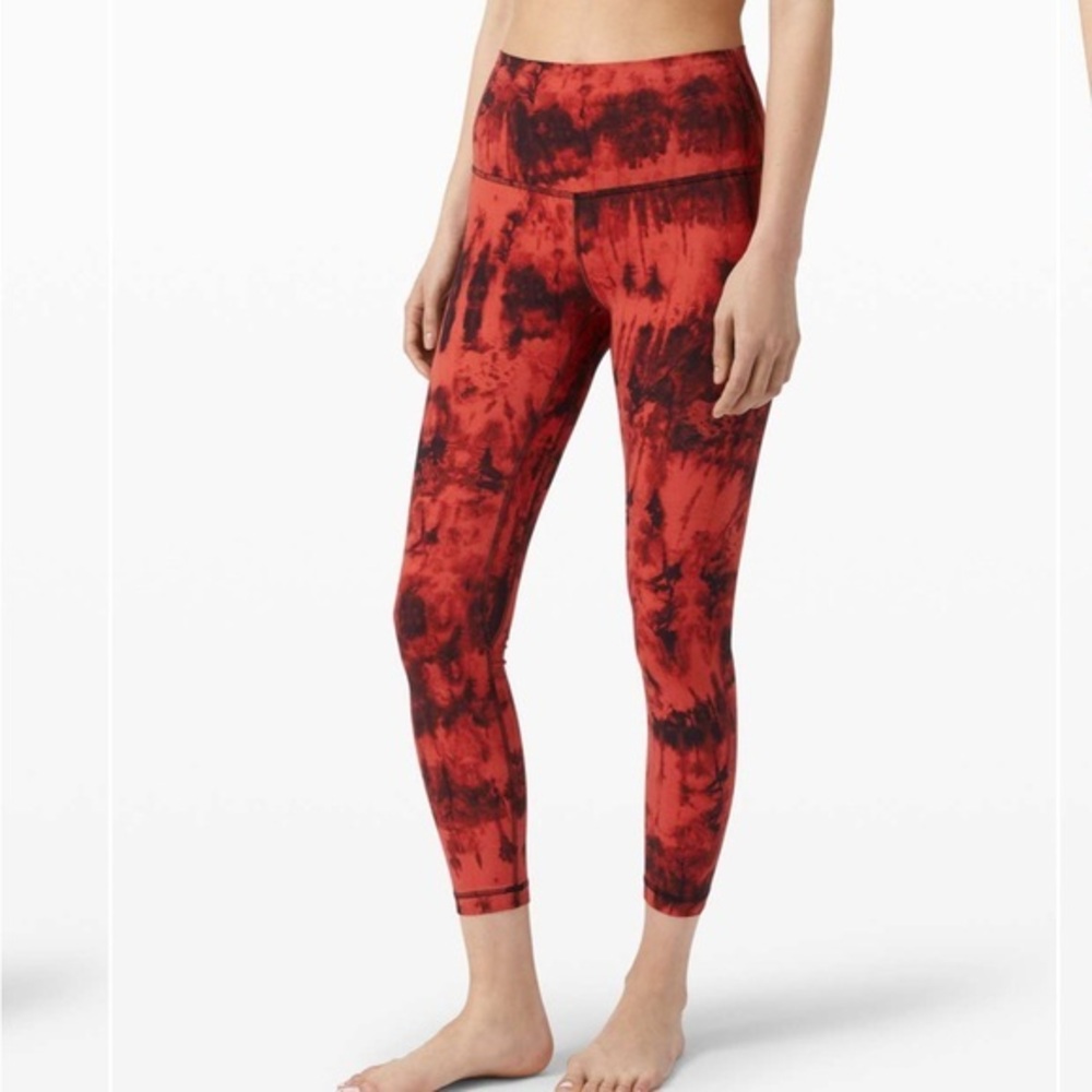 Lululemon Align Game Day Red Black Multi 25” Leggings Size 6